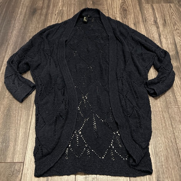 Forever 21 Textured Open Knit Midnight Blue Cardigan - Picture 1 of 7